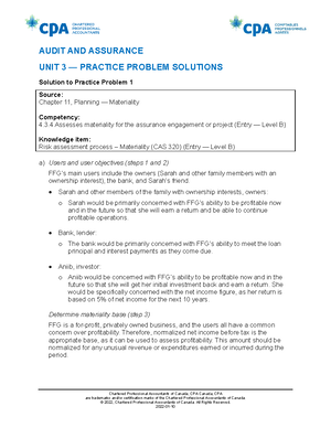 AUA-2022E-PP02 - Audit And Assurance Prep Practice Problem - Chartered ...