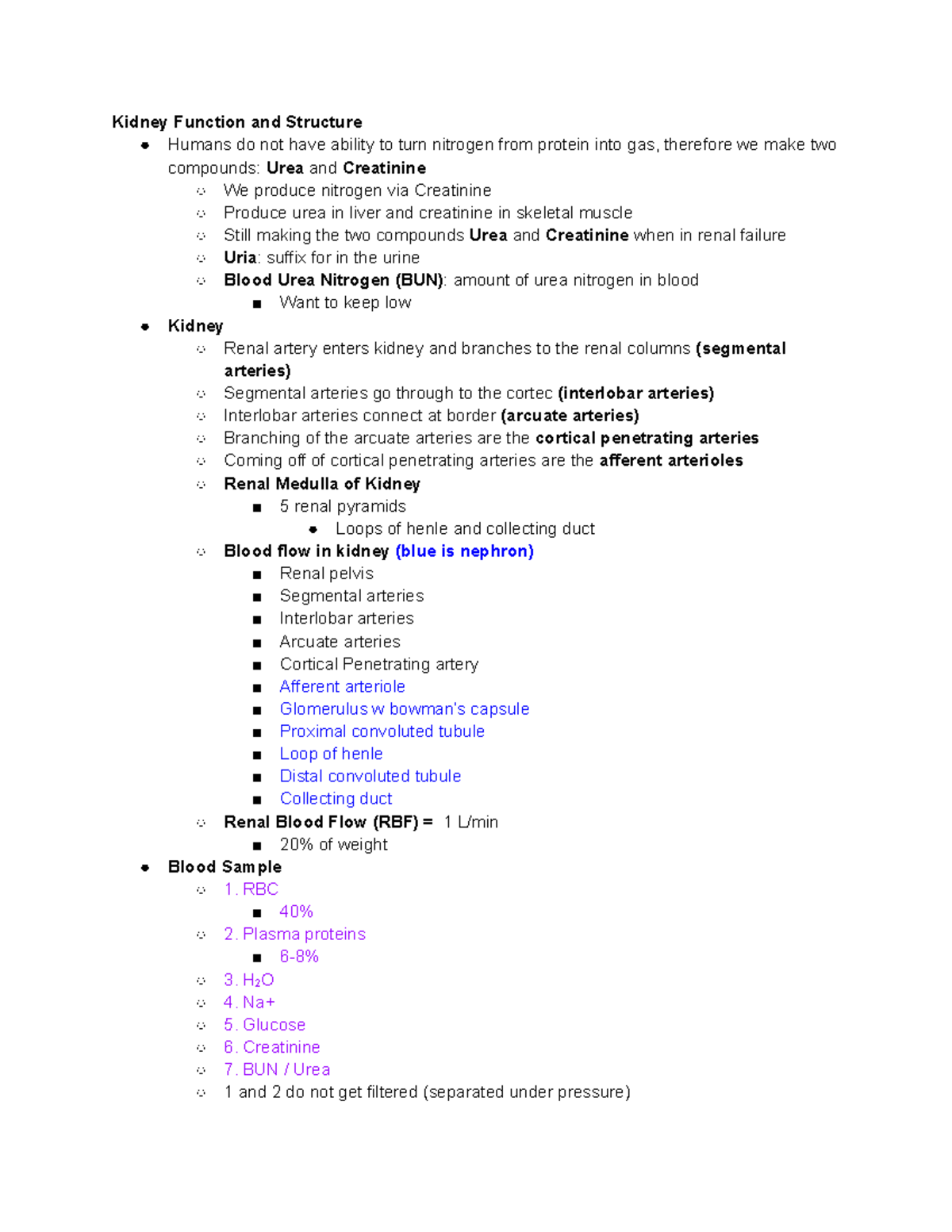 336 Exam 3 Lecture Notes - Kidney Function and Structure Humans do not ...