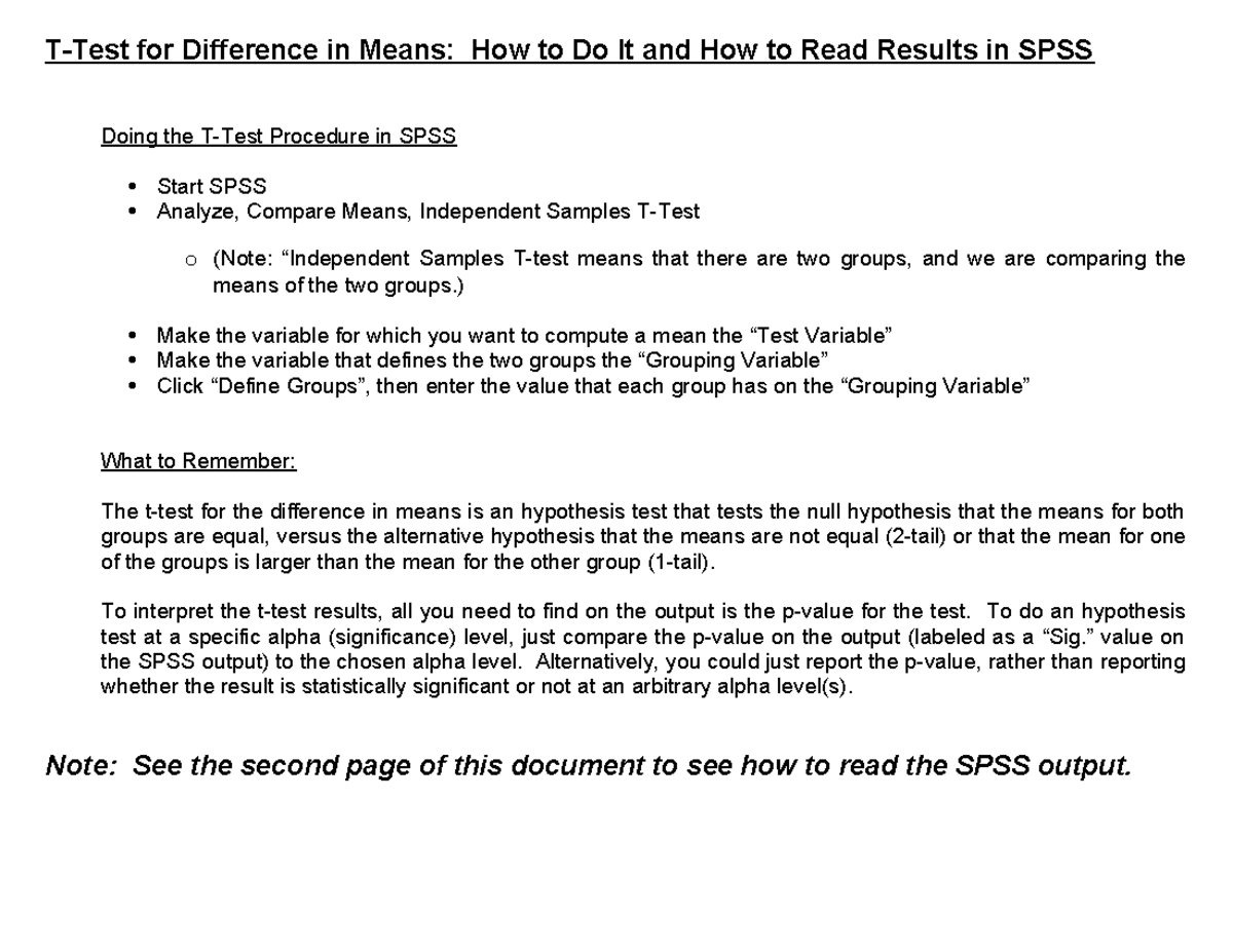 T-Test In SPSS - How T -test analyzed using SPSS - T-Test for ...