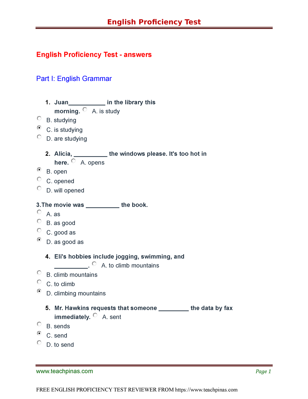 EPT Reviewer With Answer Keys Part 3 (www - English Proficiency Test ...