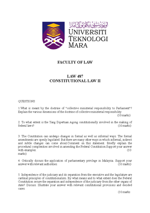 Constitutional Law 2 TUTORIAL ANSWER part 2 - 1. What are special ...