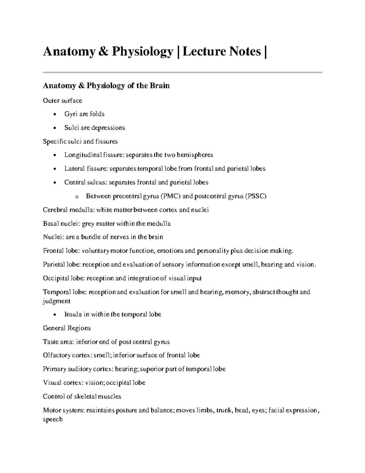 BIOL-2401 Lecture Notes 6 - Anatomy & Physiology | Lecture Notes ...