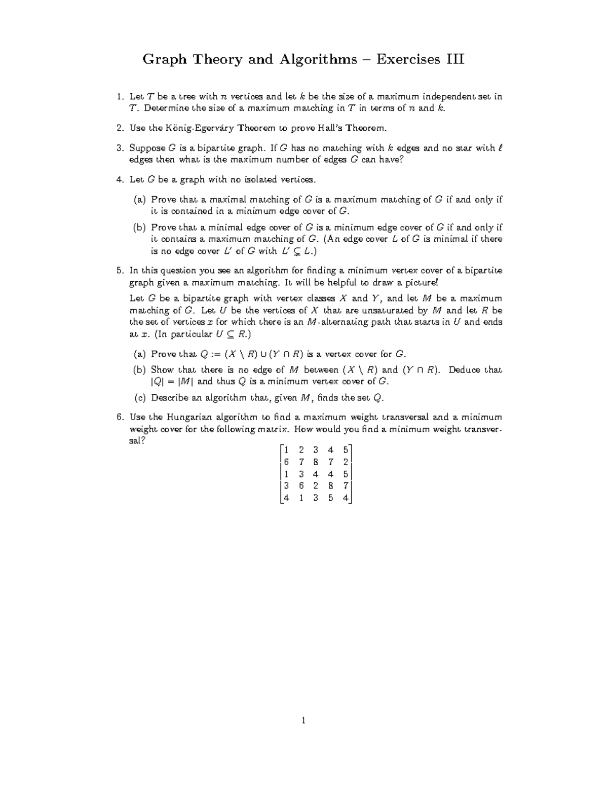 Graphtheoryandalgo Problems 3 Graph Theory And Algorithms Exercises Iii Let Be Studeersnel