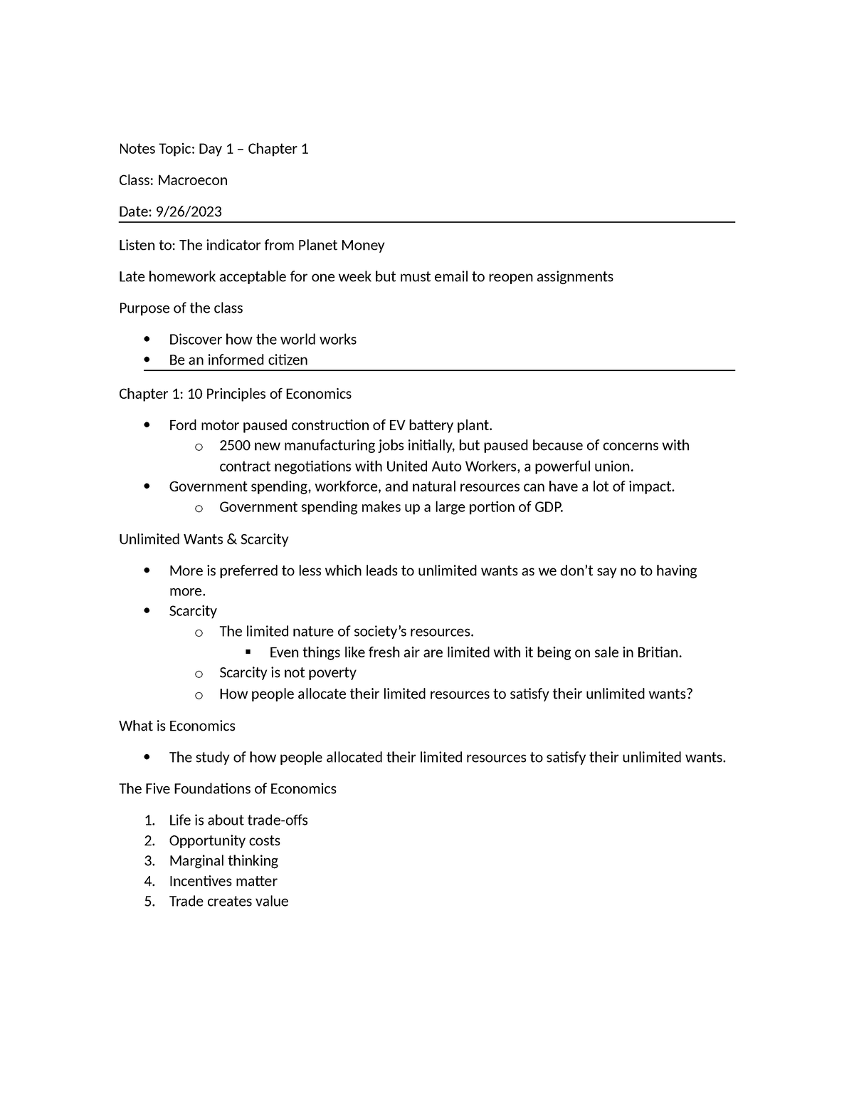 Day 1 Class Notes - Chapter 1 - Notes Topic: Day 1 – Chapter 1 Class ...