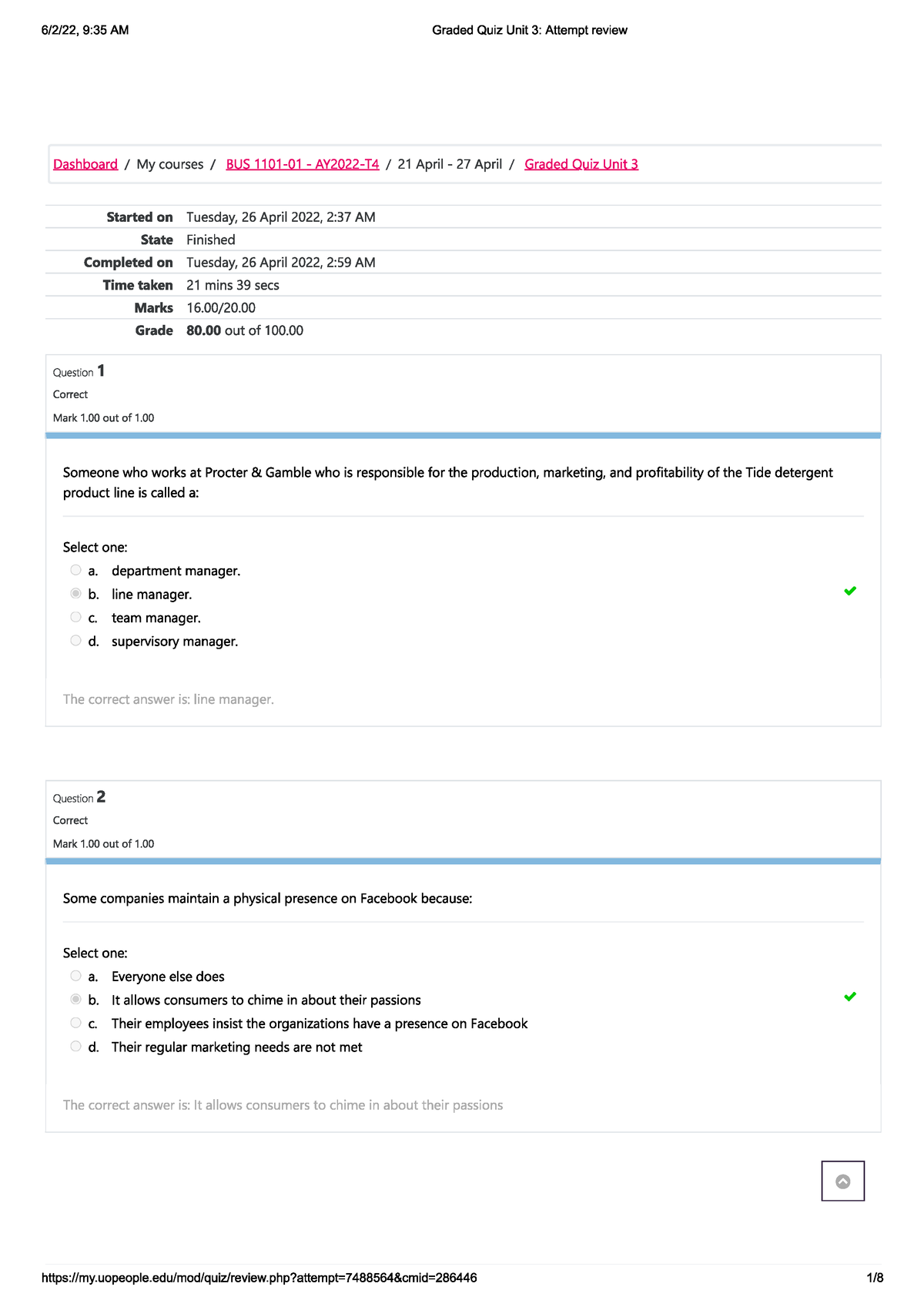 BUS 1101 graded quiz 3 - BUS 1101 - Studocu