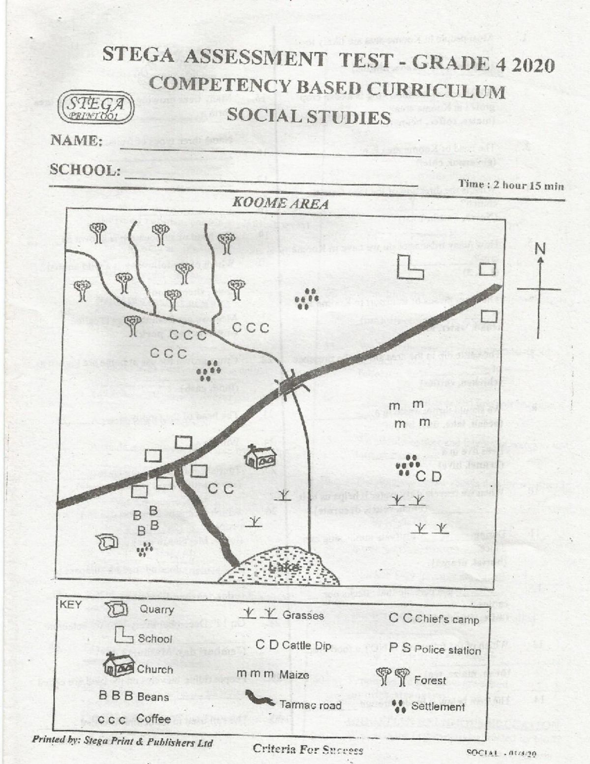 2020 Grade 4 Mid T1 Social Studies EXAM SET 3 min - STEGA ASSESSMENT ...
