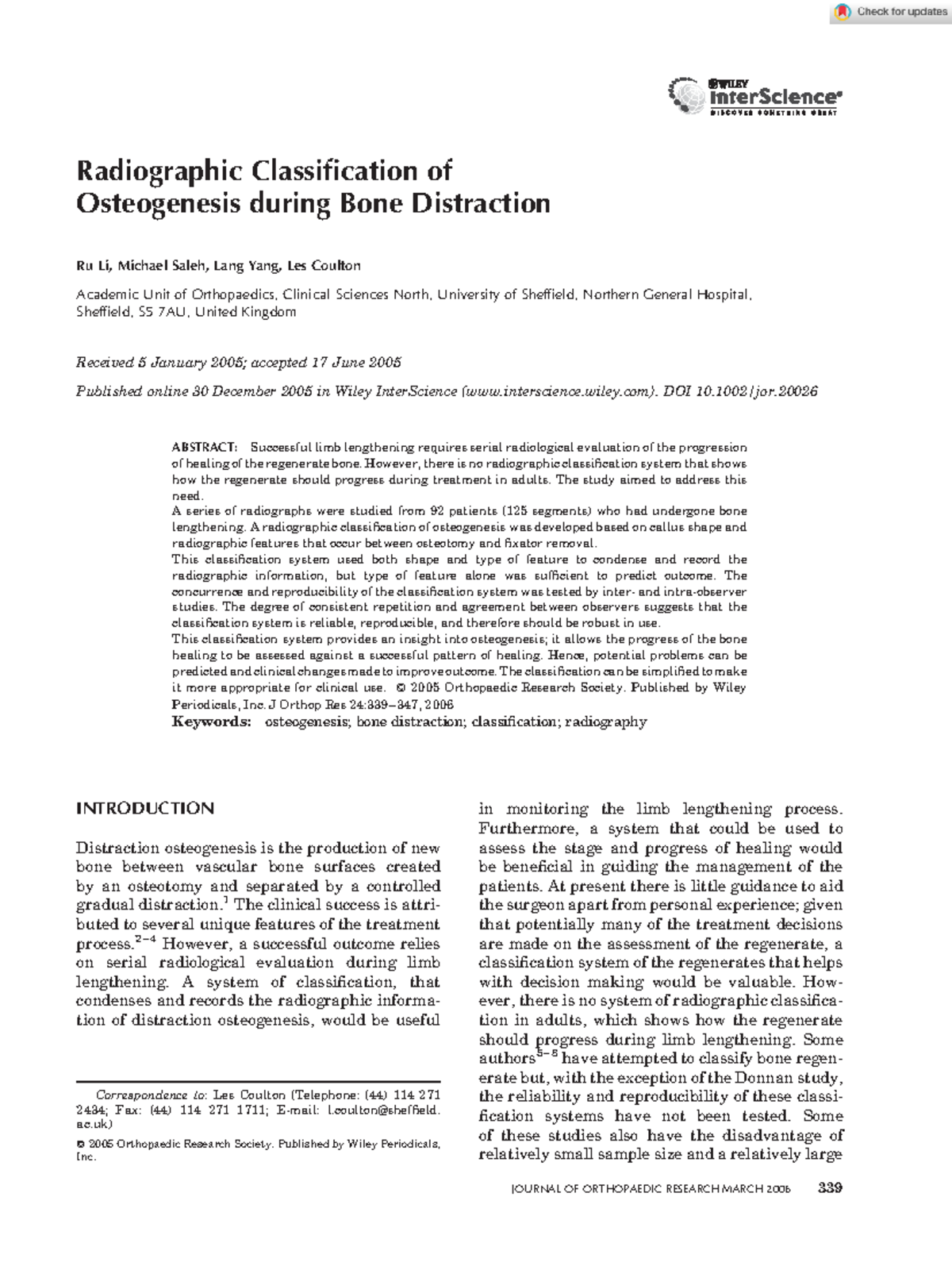 Journal Orthopaedic Research - 2005 - Li - Radiographic classification ...