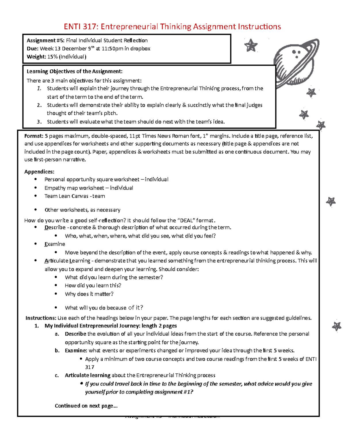 Enti 317 Assignment 5 Instructions For Assignment Enti 317
