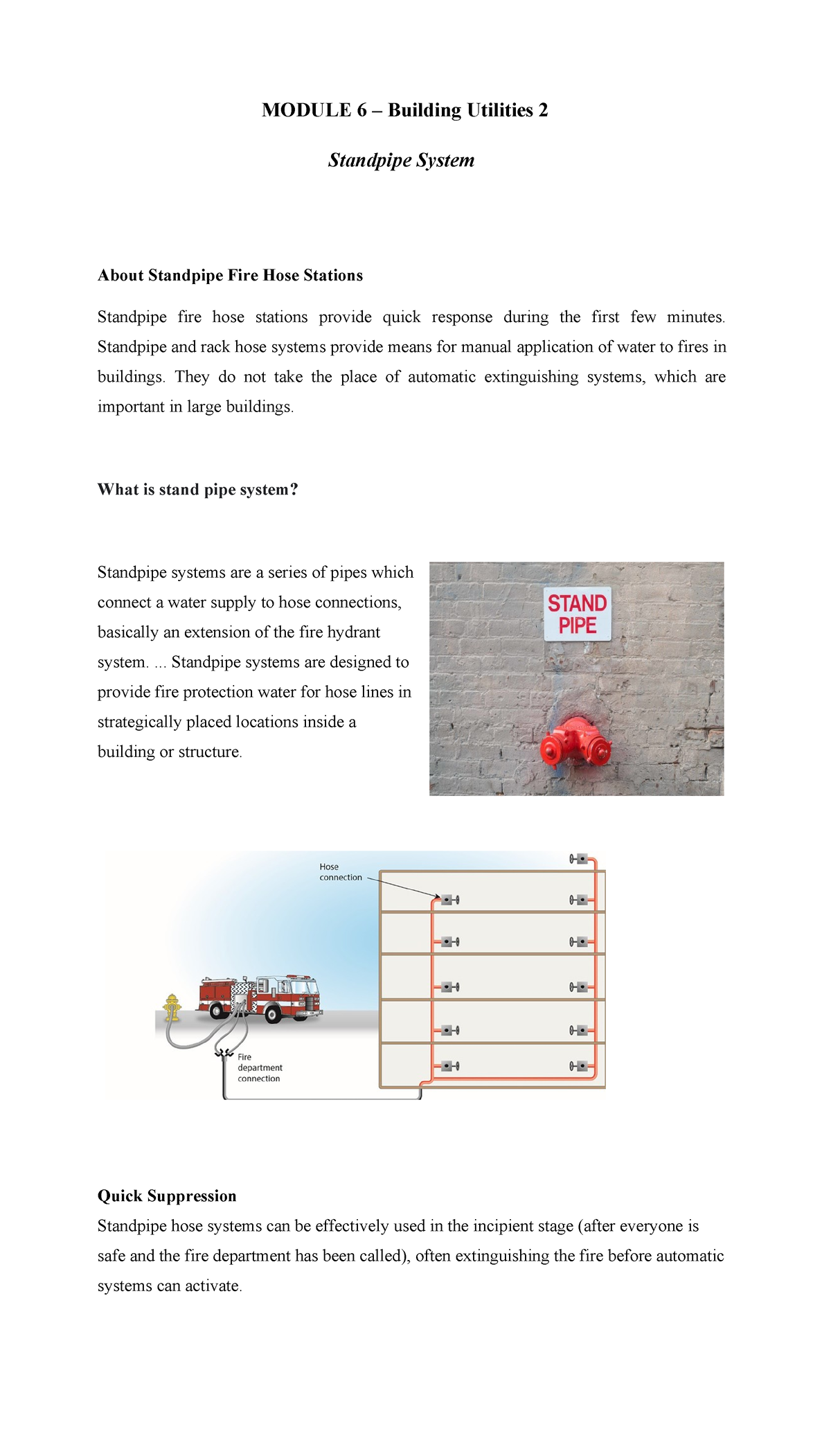 Module 6 Standpipe System - MODULE 6 – Building Utilities 2 Standpipe ...