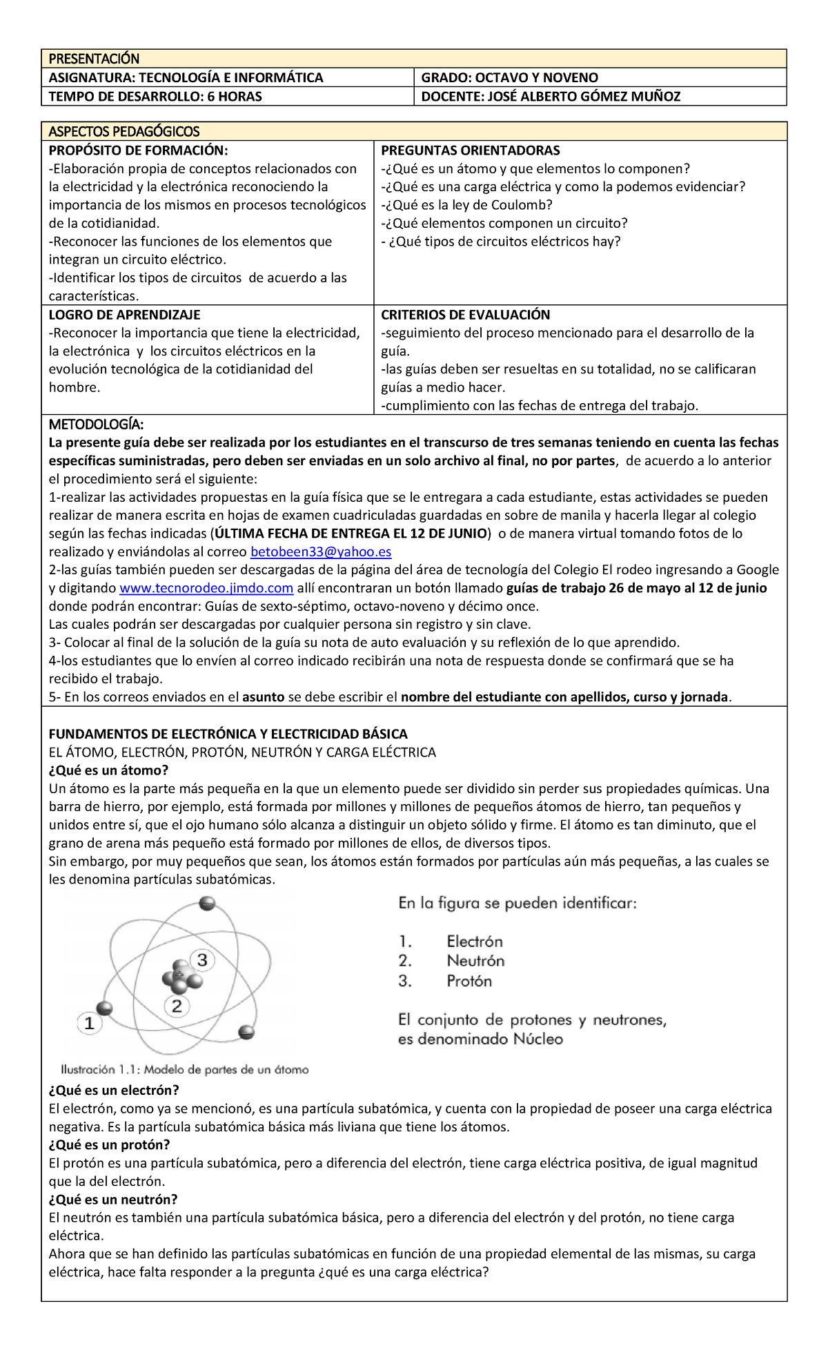 Cuarta GUIA 8 Y 9 DE LOS PASOS - PRESENTACIÓN ASIGNATURA: TECNOLOGÍA E ...