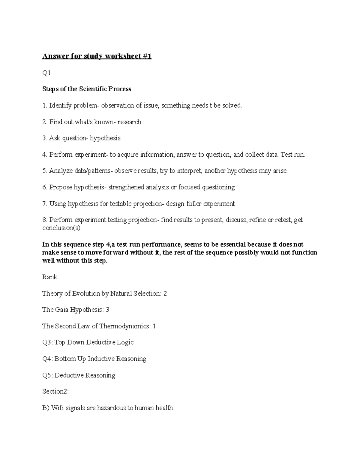 Answer for lesson worksheets - Answer for study worksheet Q Steps of ...