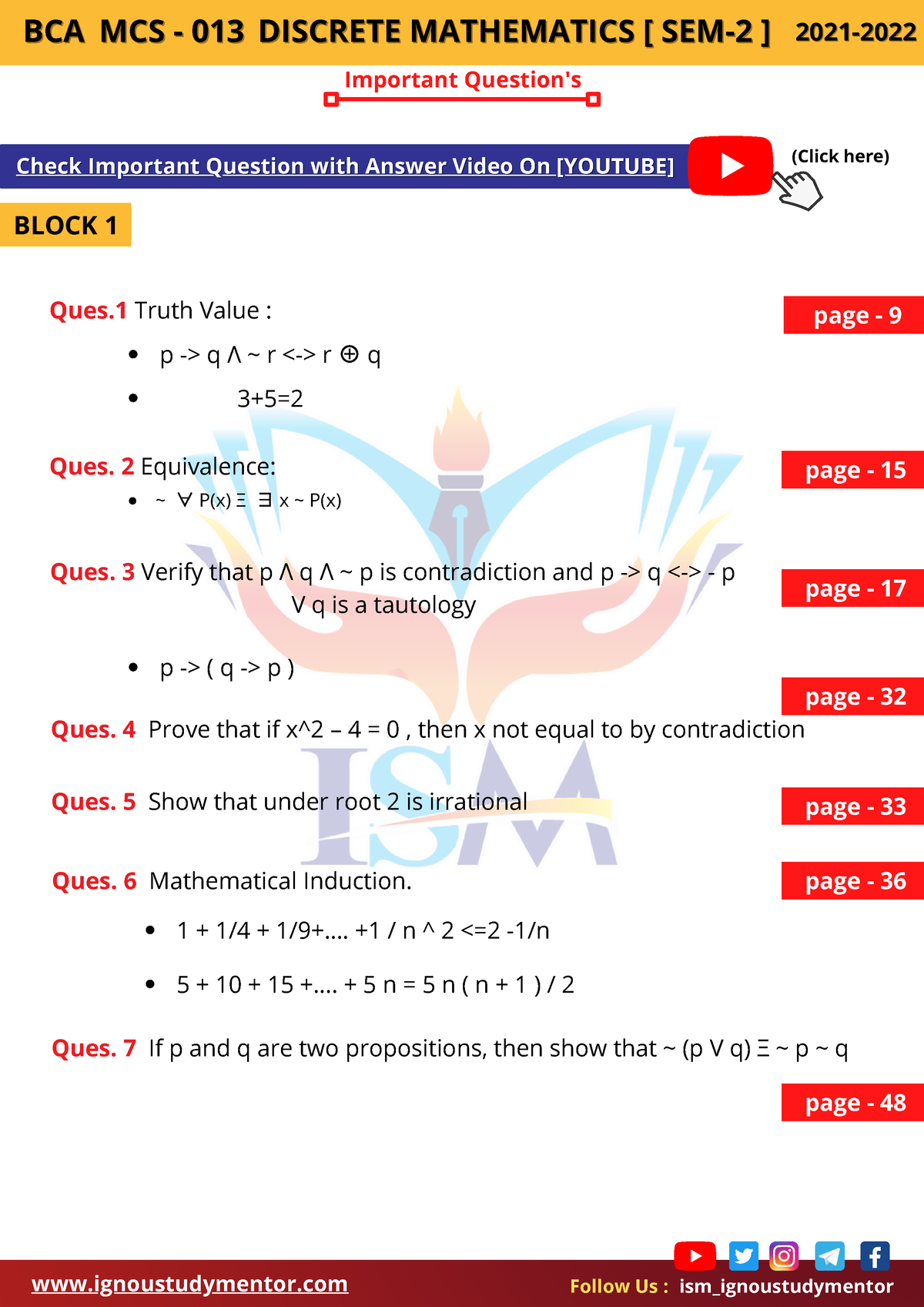 Mcs 013 Discrete Maths Imp Ques Pdf I - Important Question's ...