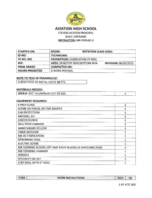 TC3 - Task Card 3 - HIGH SCHOOL 73th NEW YORK CITY AVIATION HIGH SCHOOL ...