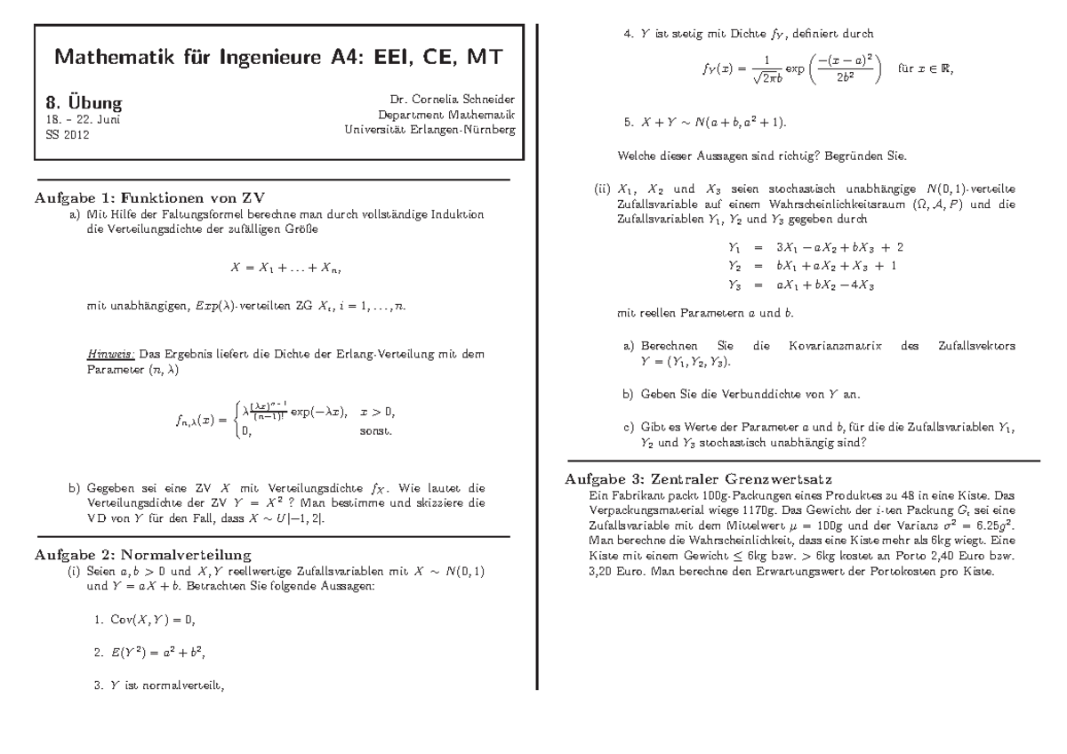 A4 Blatt 08 - Mathematik A4 - Mathematik F¨ Ur Ingenieure A4: EEI, CE ...