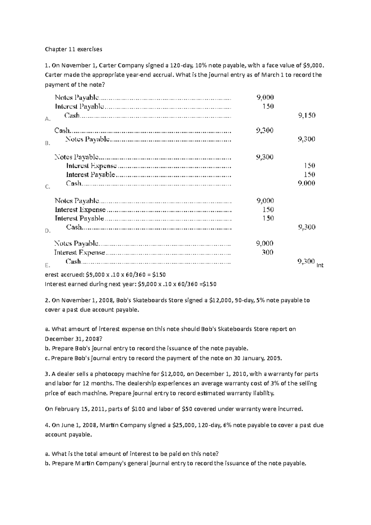 Chapter-11-exercises - Chapter 11 exercises On November 1, Carter ...