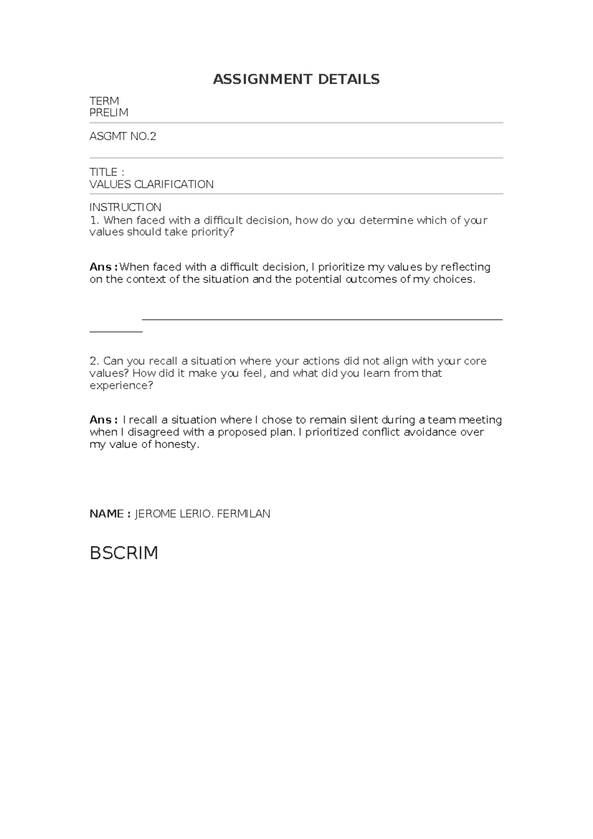 Apple Lebrias - ASSIGNMENTS - ASSIGNMENT DETAILS TERM PRELIM ASGMT NO ...