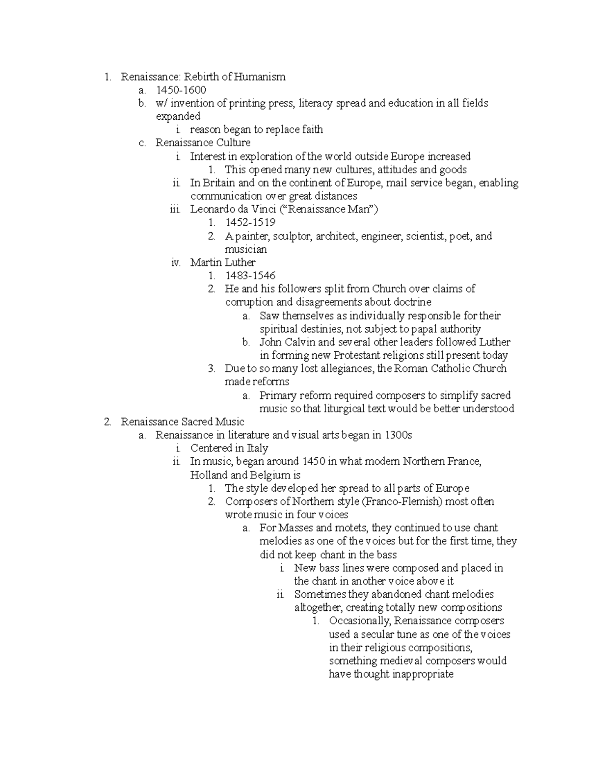 5. Renaissance Music - Book Notes - 1. Renaissance: Rebirth of Humanism ...
