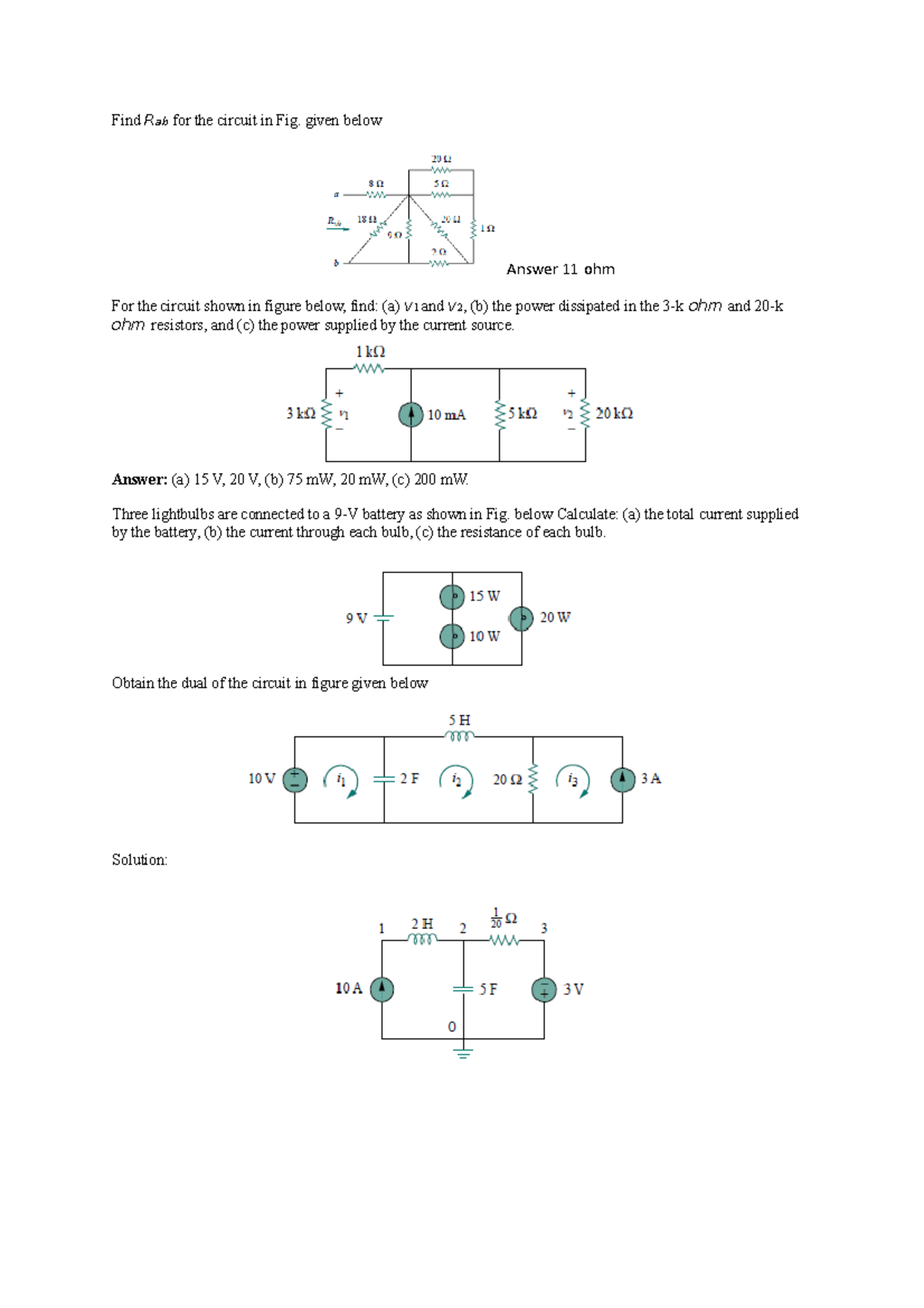 Assignment 2 - Find Rab for the circuit in Fig. given below Answer 11 ...