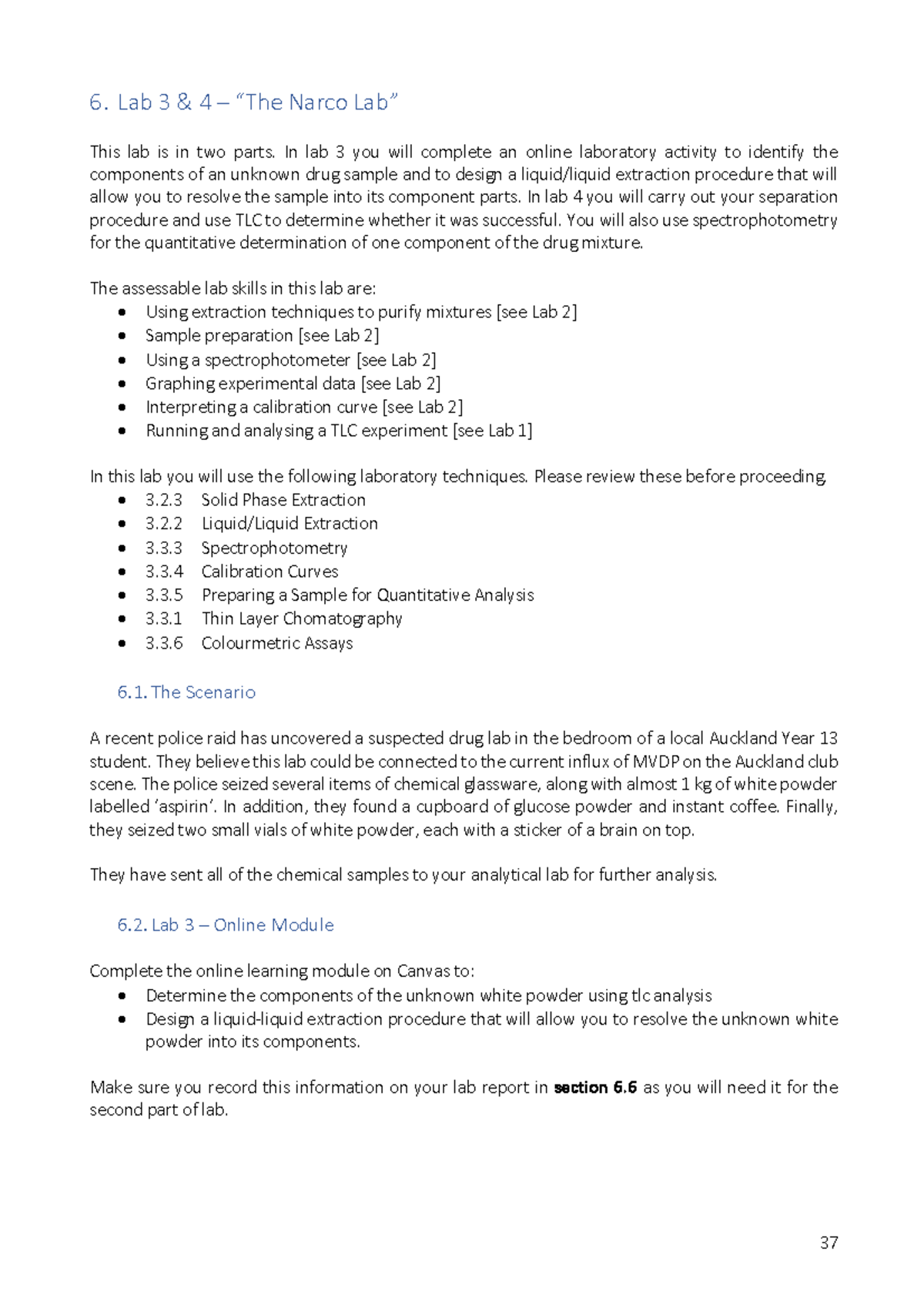 CHEM110 Lab 4 2023 V2 - Lab Notes - 6. Lab 3 & 4 – “The Narco Lab” This ...