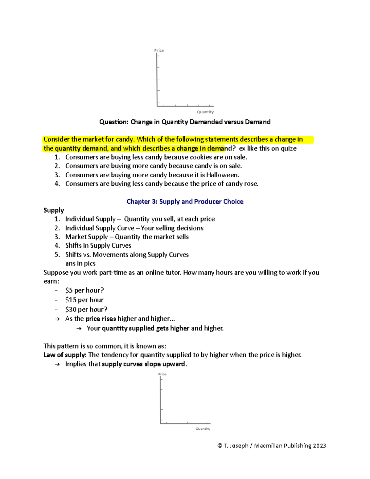 Class 2 In-class Notes - Bring TO Class - Question: Change in Quantity ...