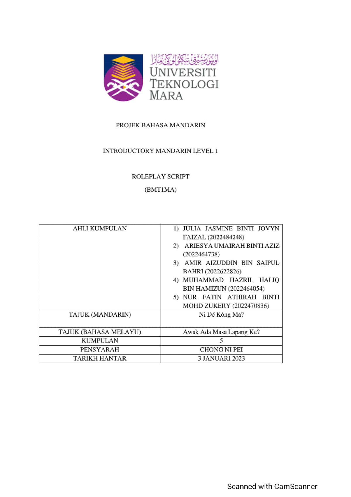 Mandarin Roleplay Script Group 5 1 Mandarin Level 1 Studocu Mandarin Roleplay Script Group 5 1 Mandarin Level 1 Studocu