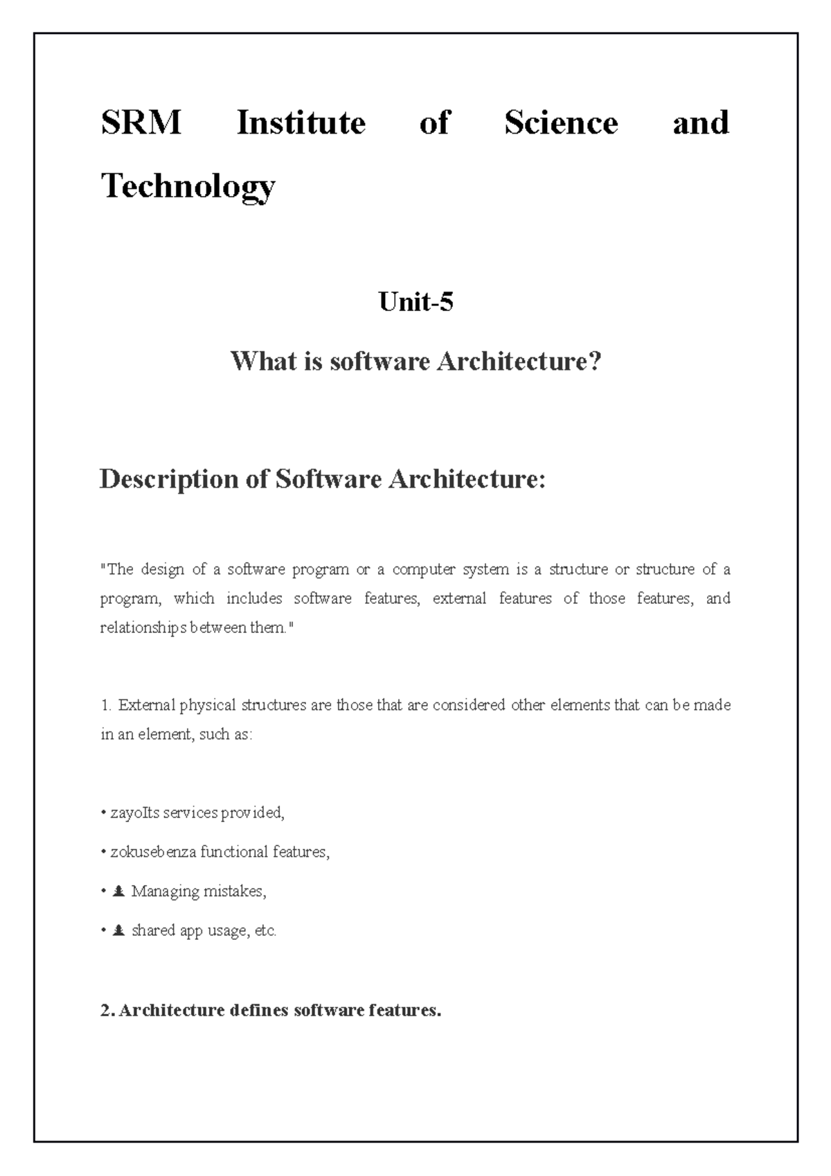 software-architecture-software-architecture-and-design-studocu