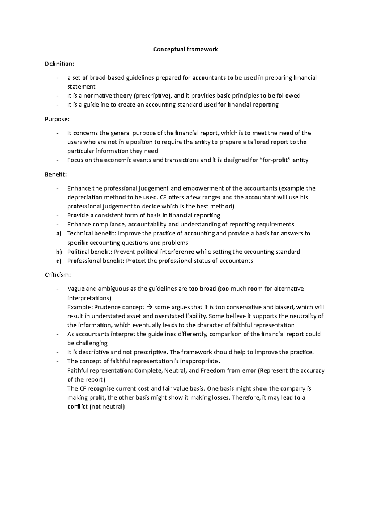Conceptual Framework Summary Conceptual framework Definition a set