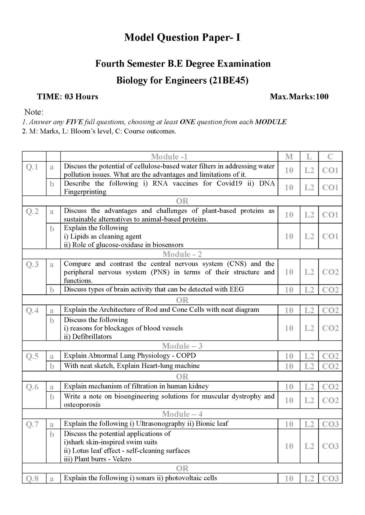 Model Question Paper Daa Computer science S Studocu