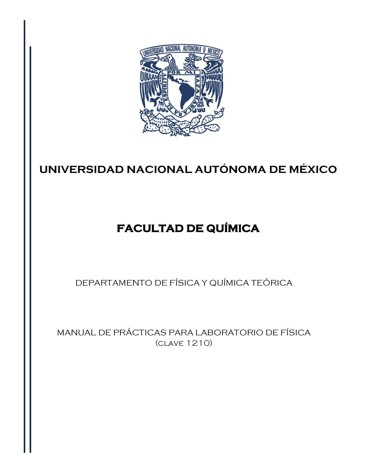 Manual De Prácticas Laboratorio Fisica Universidad Nacional AutÓnoma