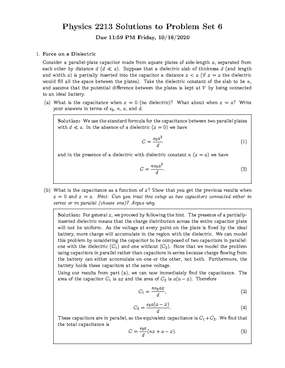 PS06 PHYS2213solutions.pdf - 2020 - Physics 2213 Solutions to Problem ...