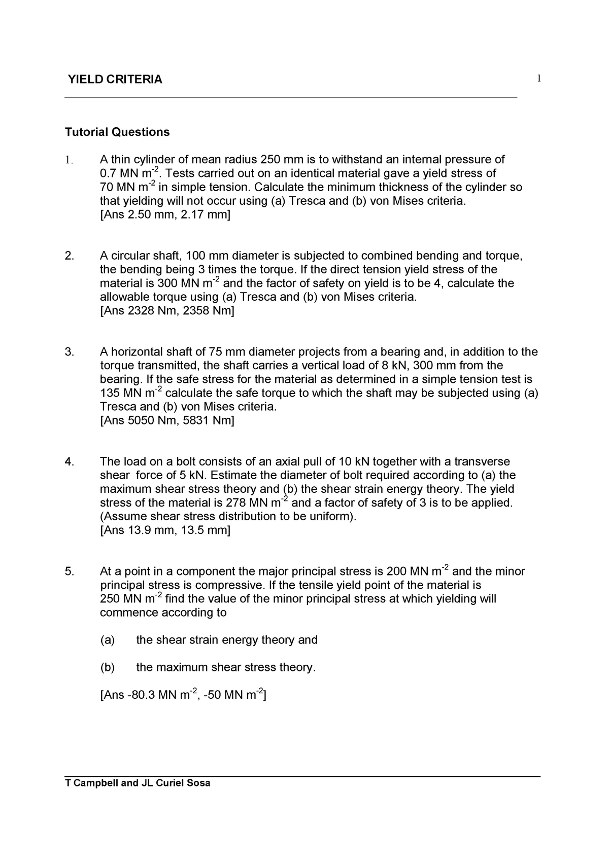 Yield Criteria Tutorial Shu Studocu