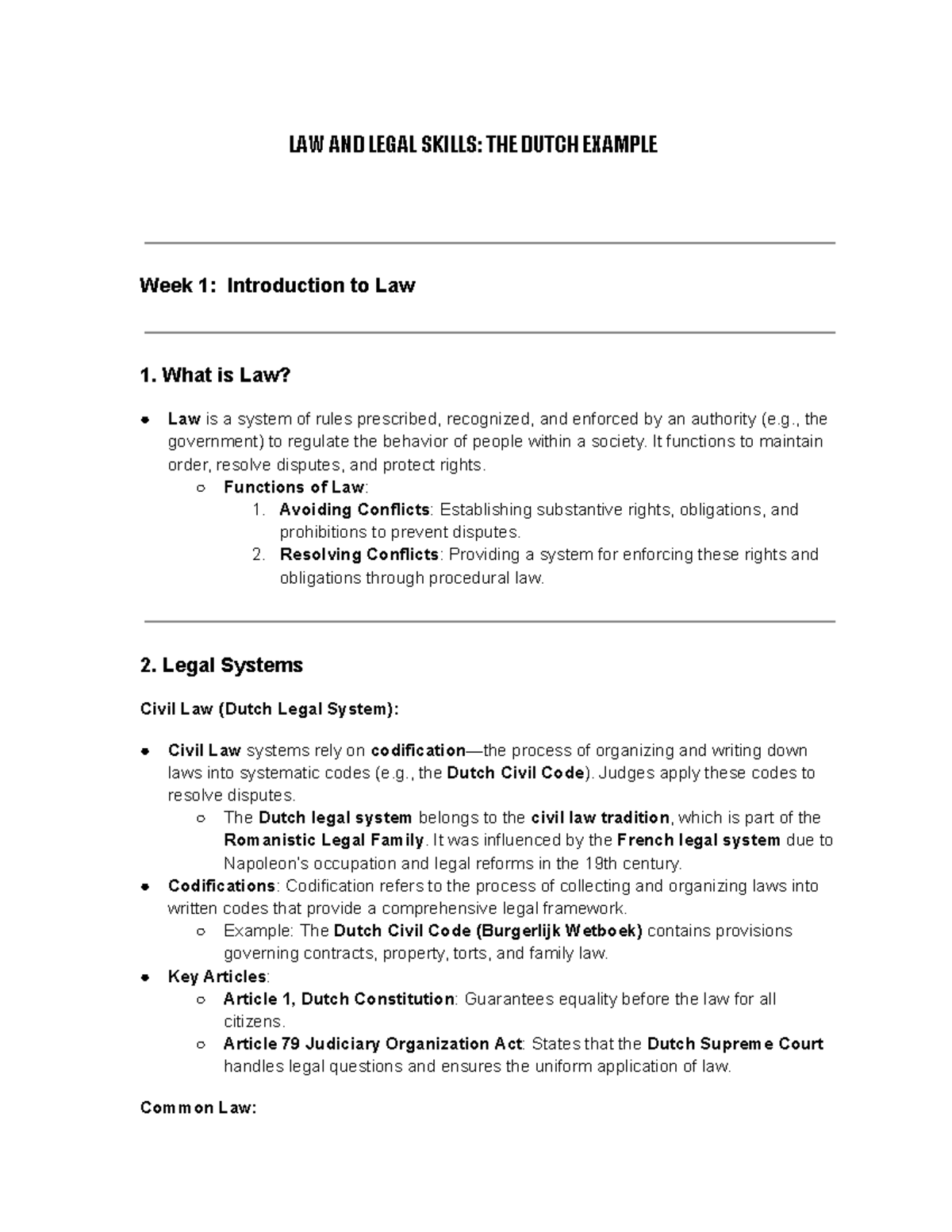 Law LLS THE Dutch Example Final Revision Notes - LAW AND LEGAL SKILLS ...