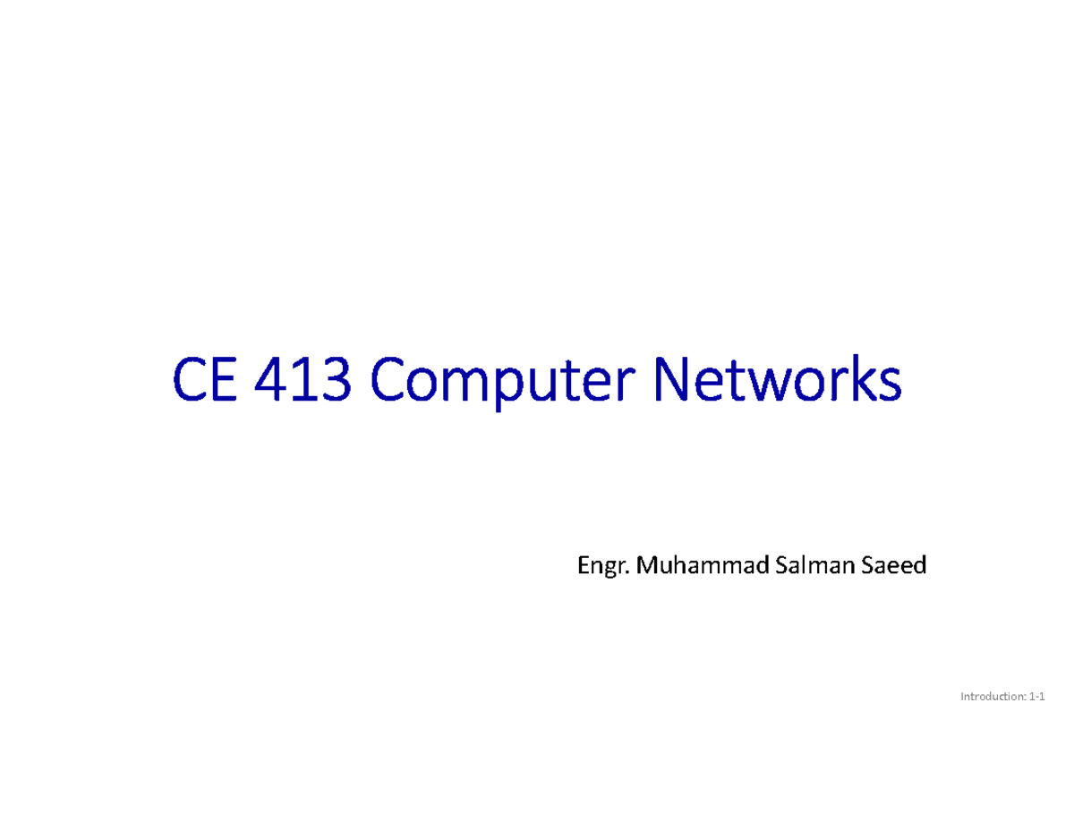 Chapter 2 complete slides - CE 413 Computer Networks Engr. Muhammad ...