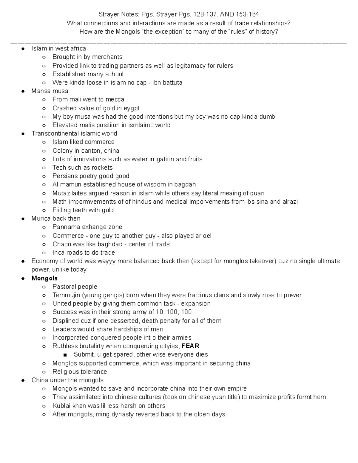 Strayer Notes Reading Target Strayer Pgs. 128-137, AND 153-164 ...