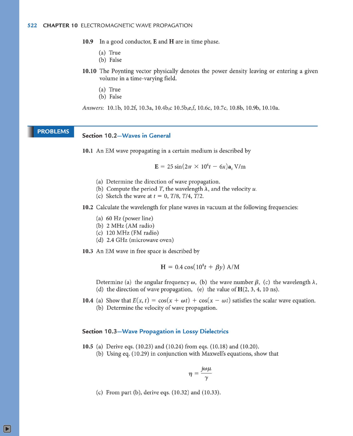 Chapter 10 Tutorial Work Electromagnetic Wave Propagation Ece 305 Studocu