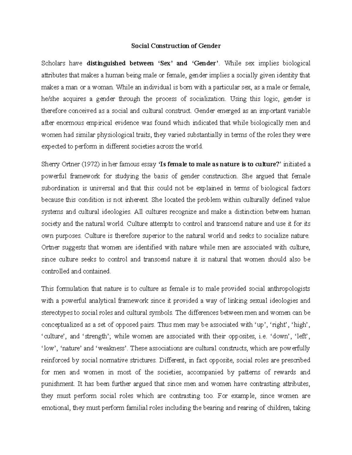 Social Construction of Gender - Social Construction of Gender Scholars ...