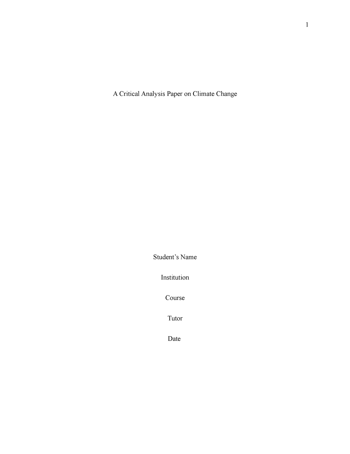 Climate Change Analysis - A Critical Analysis Paper on Climate Change ...