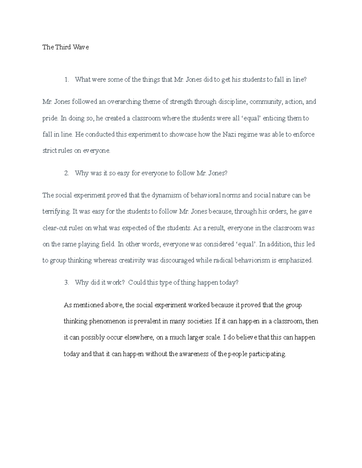Lesson Plan The Story Of The Third Wave [ HIST 17C ] The Third Wave - The Third Wave What were some of the