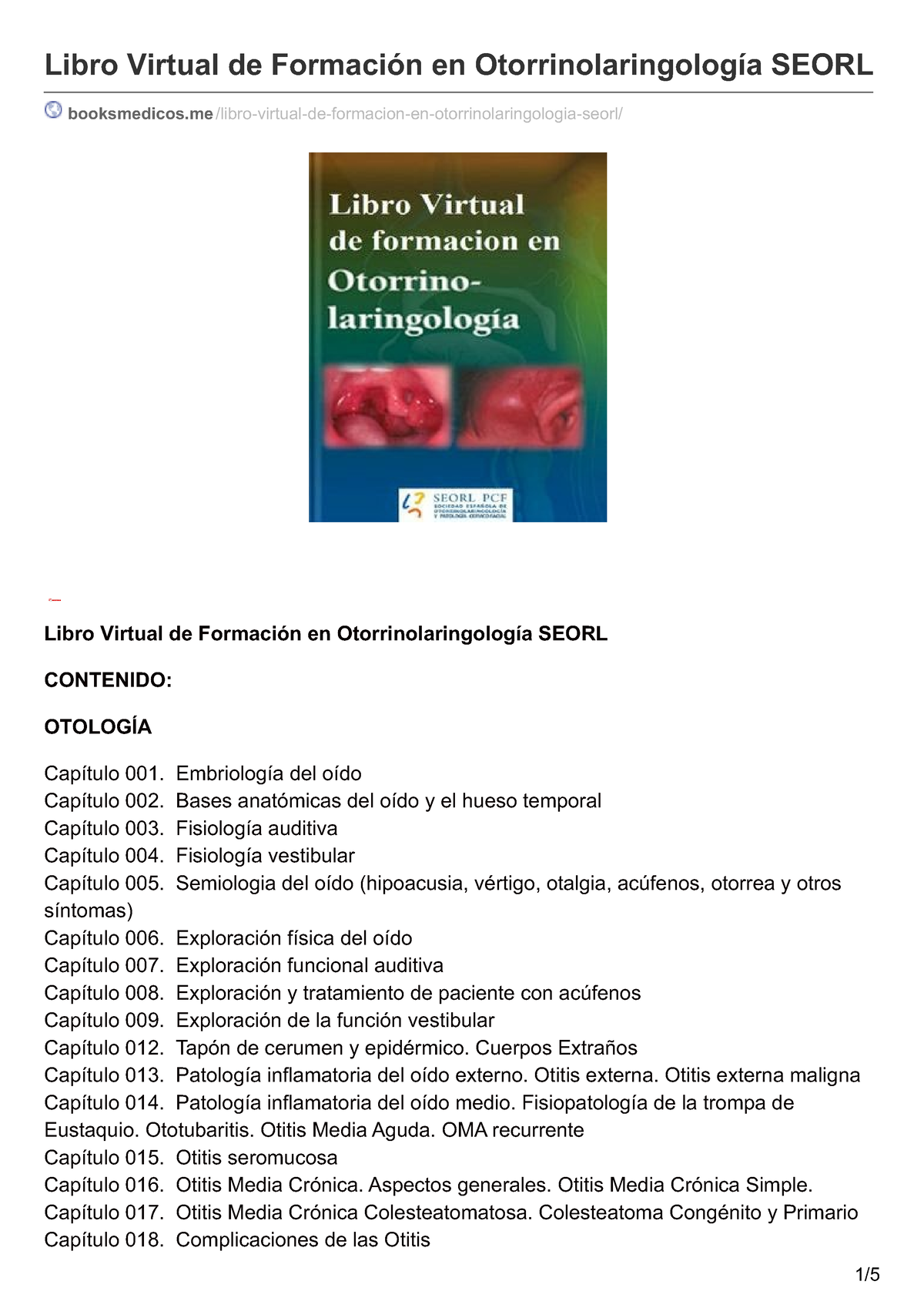 Idoc - Audiología - Libro Virtual De Formación En Otorrinolaringología ...