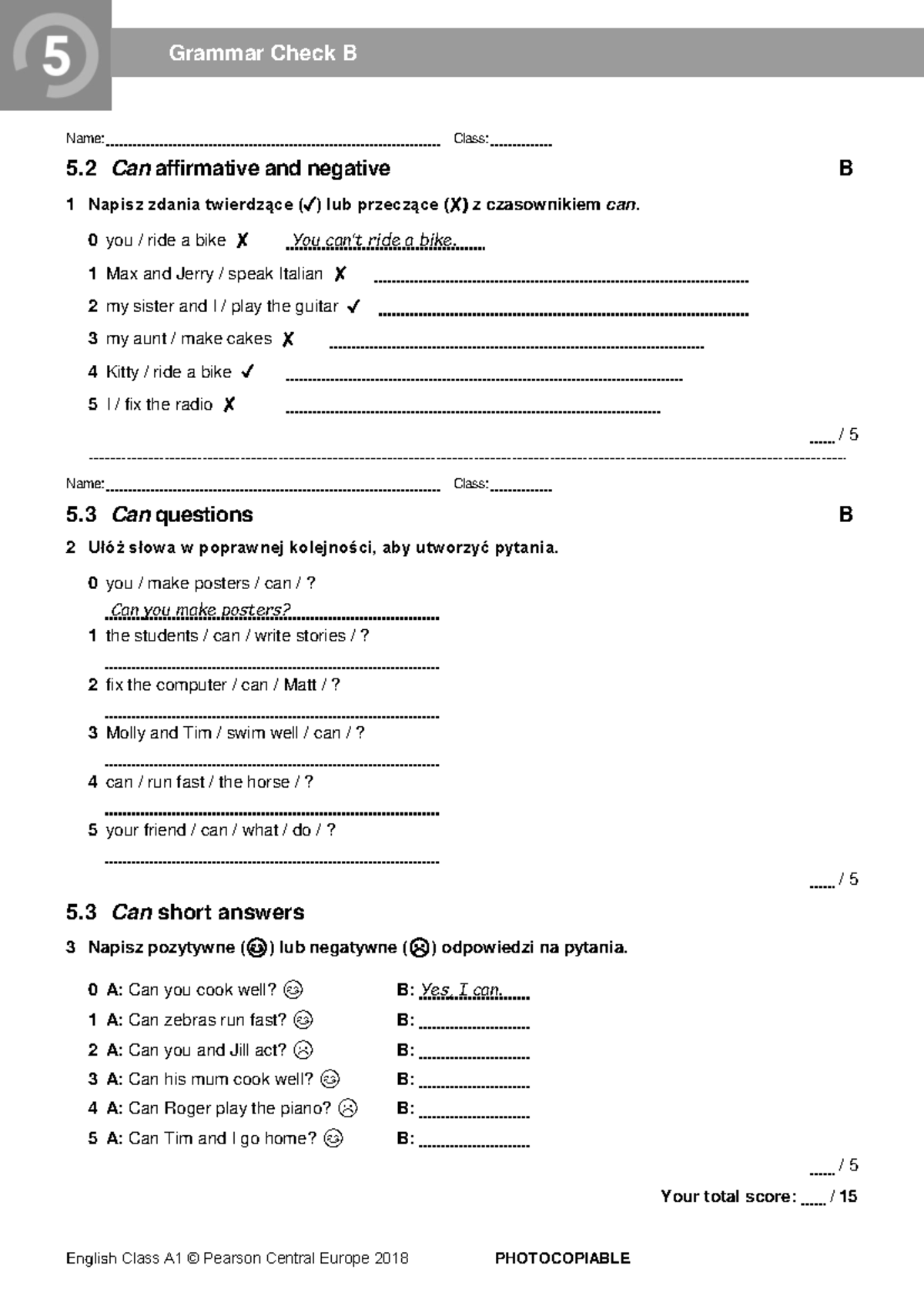 English Class A1 Sprawdzian Unit 1 www.studocu.com