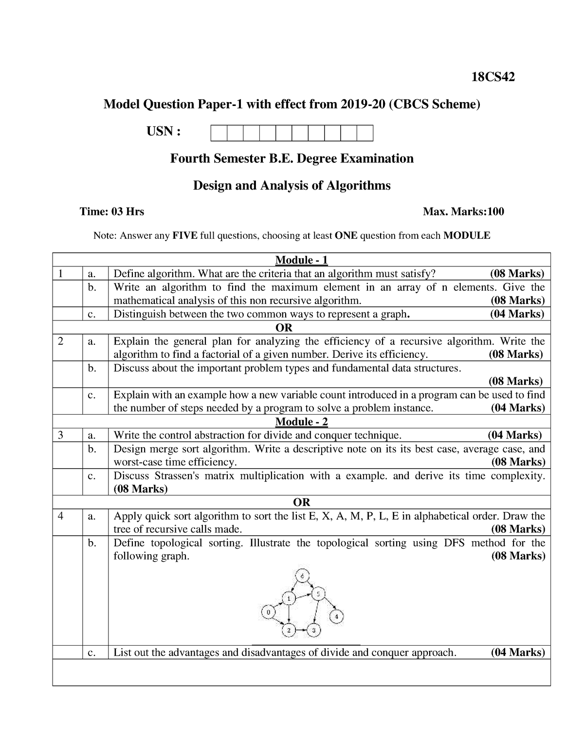 18cs42 - 18CS Model Question Paper-1 With Effect From 2019-20 (CBCS ...