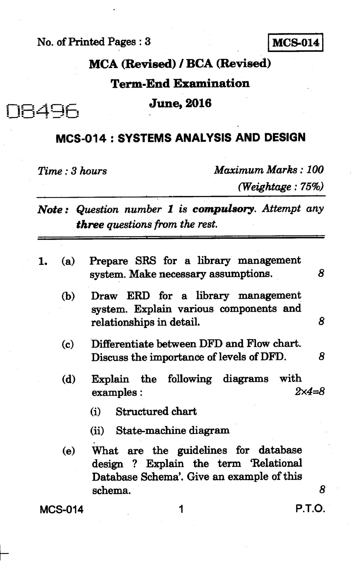 MCS 014 June 2016 - MBA NOTES - No. Of Printed Pages : 3 I MCS- MCA ...