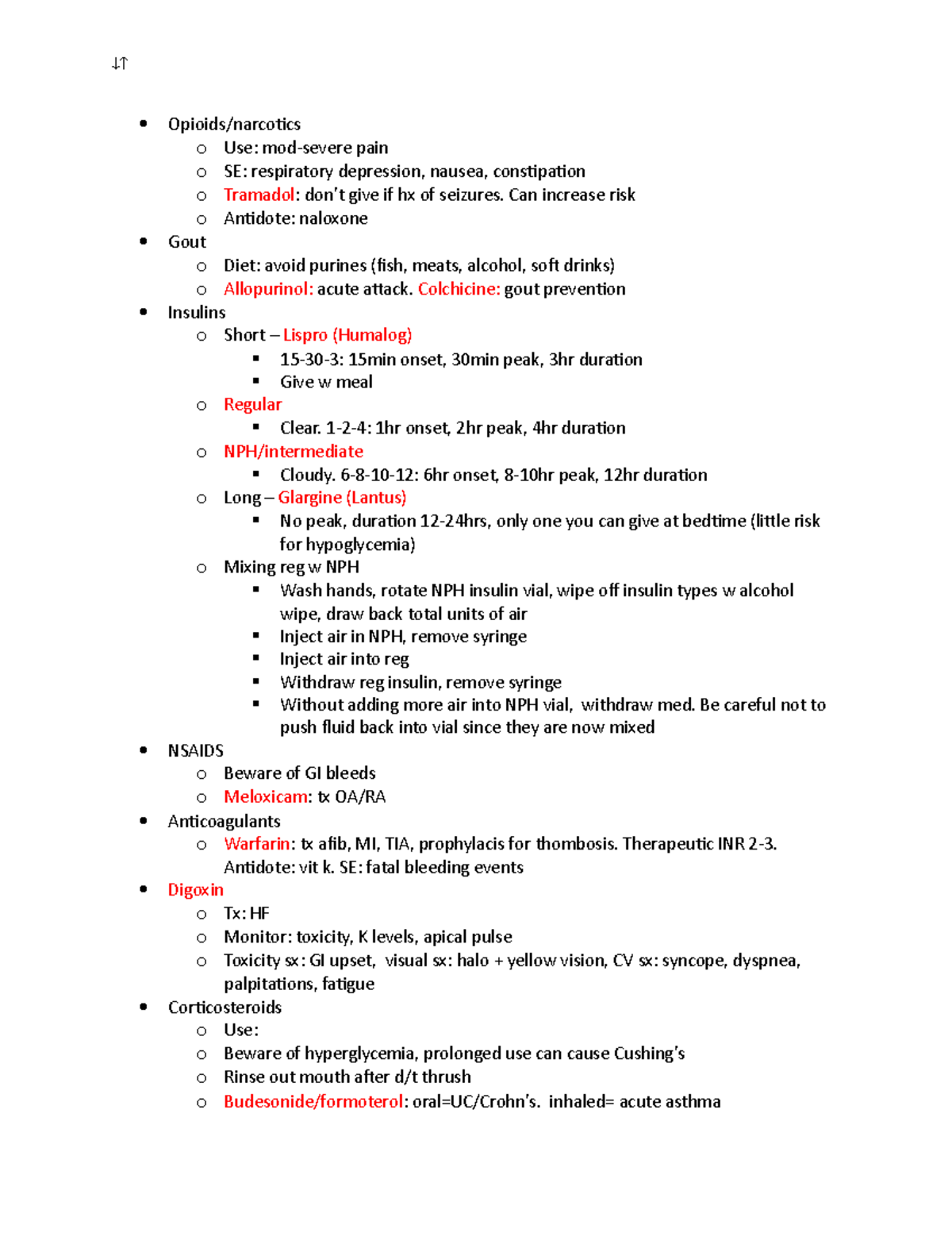 Nclexpharm - notes - Opioids/narcotics o Use: mod-severe pain o SE ...