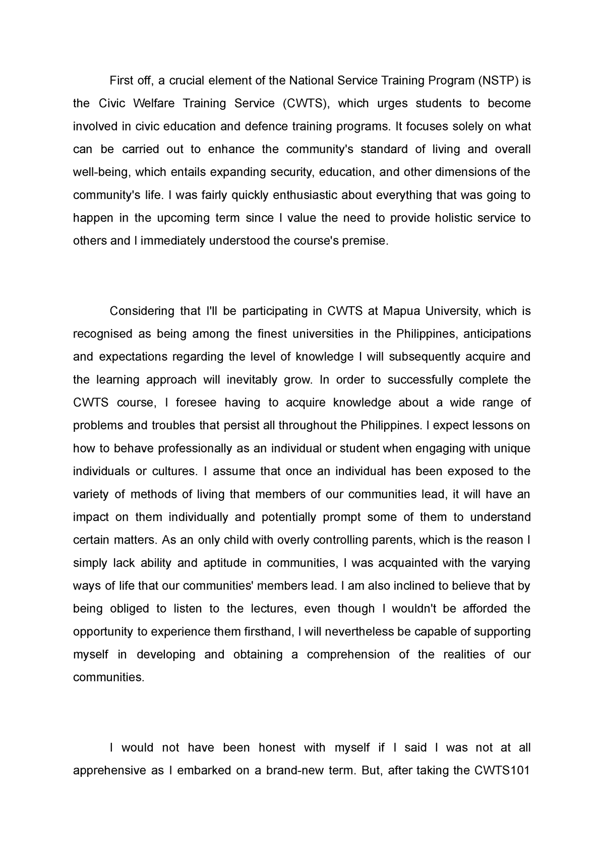 national service scheme essay