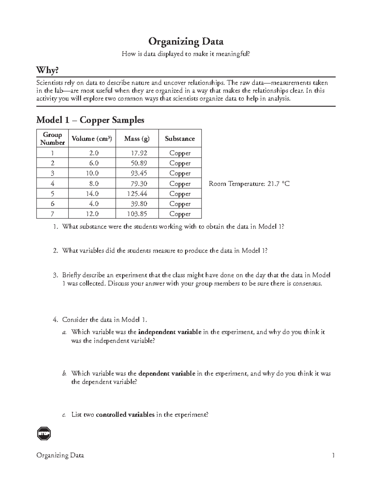 4 Organizing Data-S - chemistry - Organizing Data 1 Organizing Data How ...