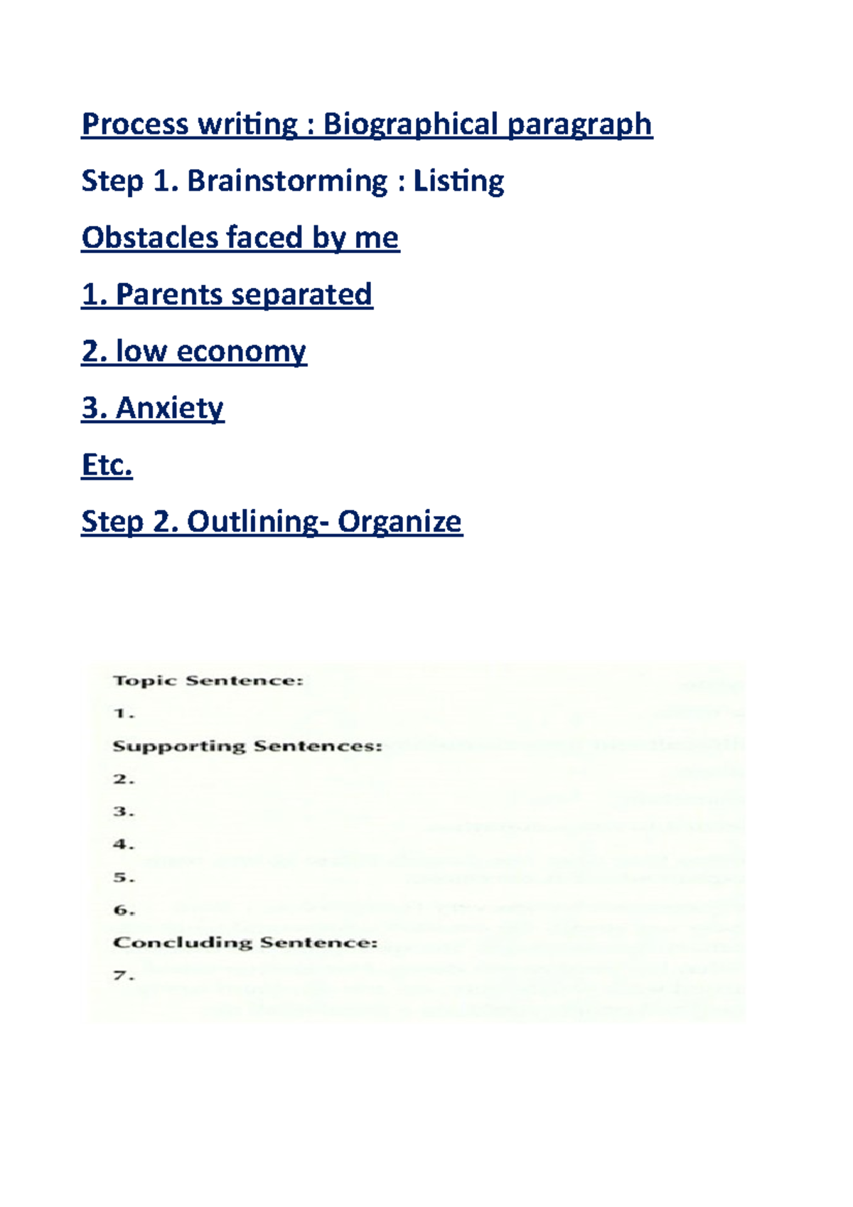 Process writing- Biographical paragraph - Process writing ...