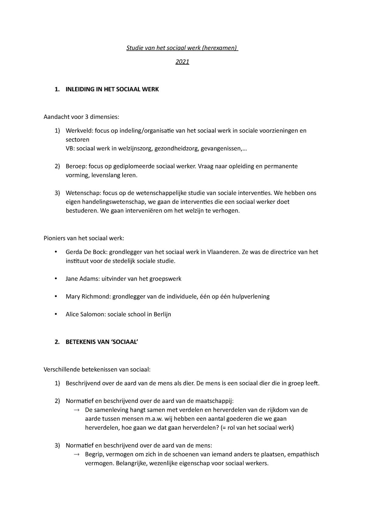 SVSW 2021 Samenvatting - Studie Van Het Sociaal Werk (herexamen) 2021 1 ...