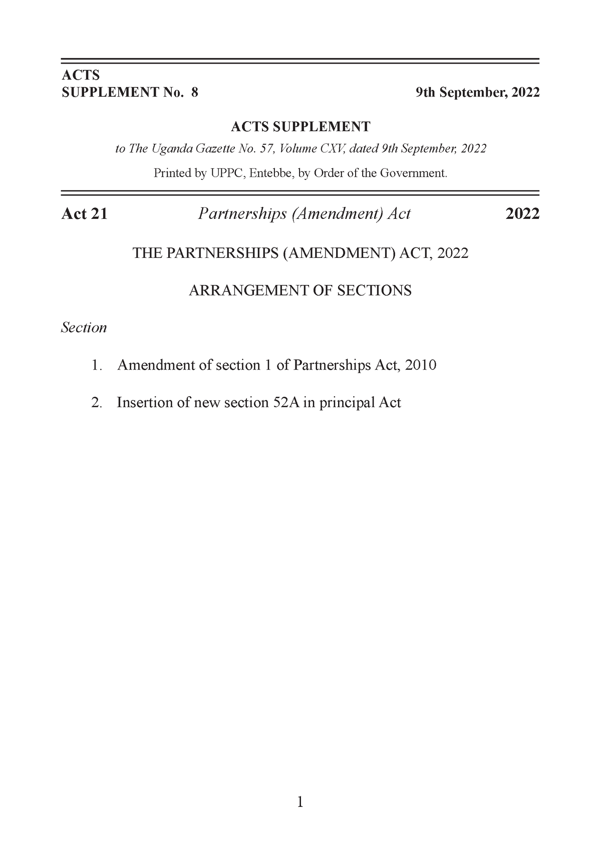 The Partnerships Amendment Act No 21 Of 2022 1676023340 - THE ...