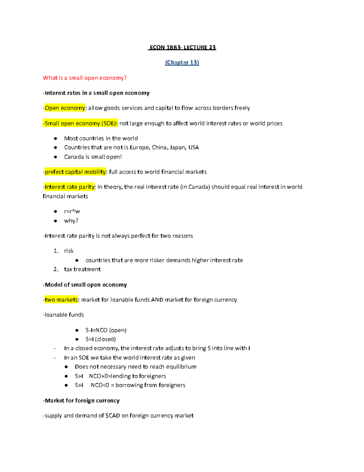 Lecture 23 - ECON 1BB3 - ECON 1BB3- LECTURE 23 (Chapter 13) What is a ...