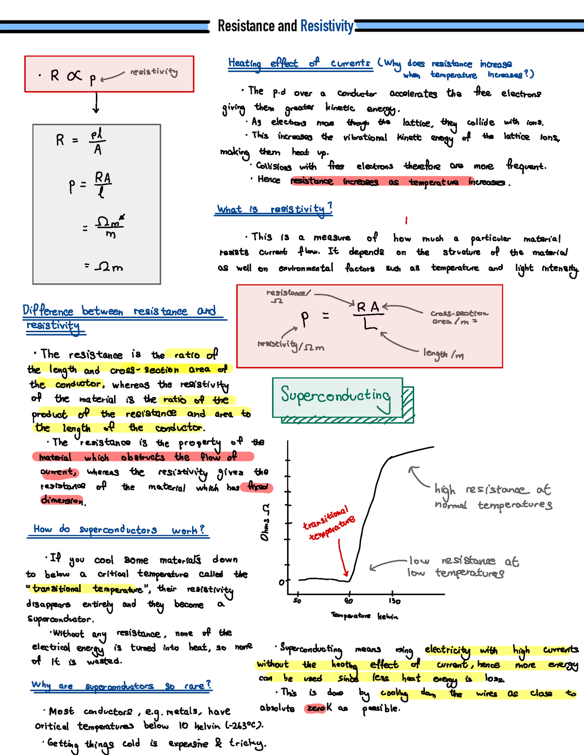 Resistance And Resistivity Notes - ####### Resistance And Resistivity 